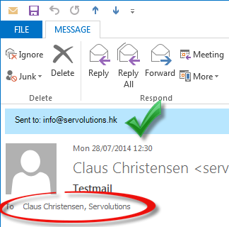 AddressView for Outlook sample email